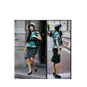 ASO Blaire Gossip Girl Blouse Womens 2 Silk Chevron Top Whimsical Y2K 90s